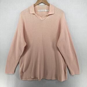 AMERICAN KNITWORKS Sweater Womens M Seedstitch Jumper Pullover Cotton Pink USA